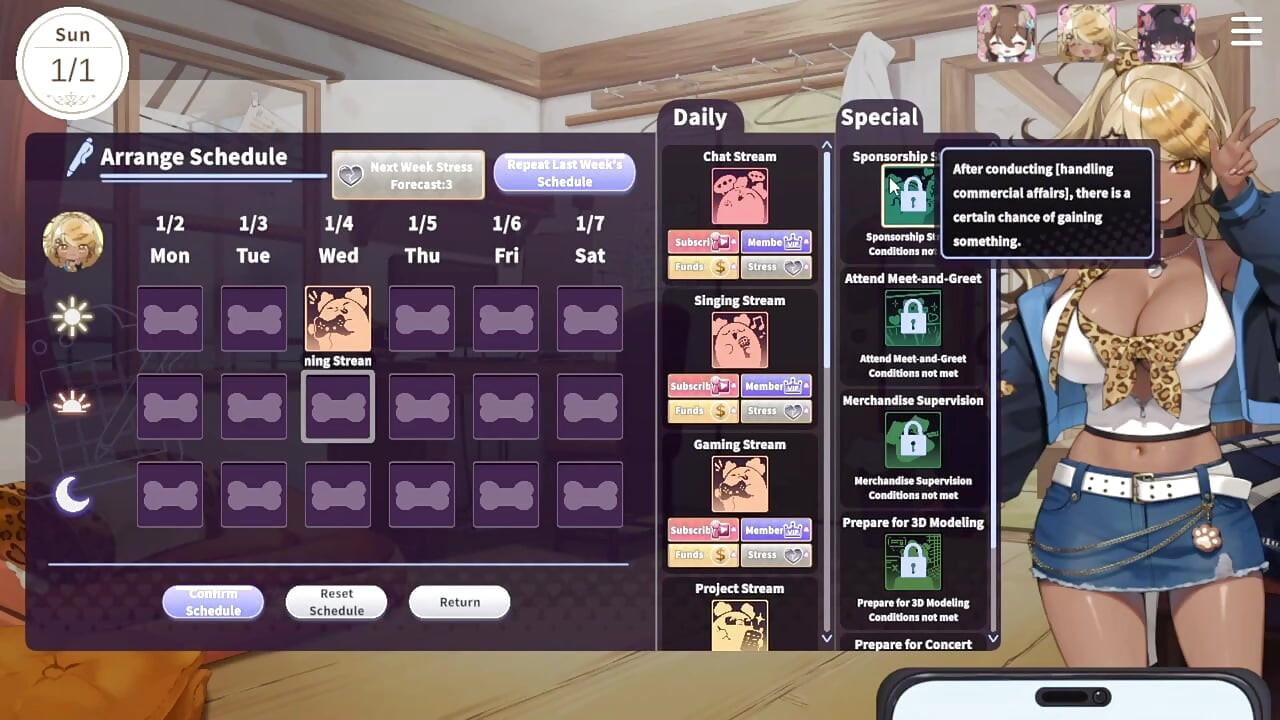1 amant V-Lover, playthrough. Des femmes charmantes et un beau style artistique.