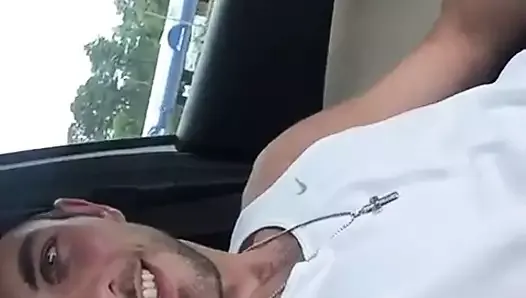 Handsome Hung White Dude Shows Off In Car