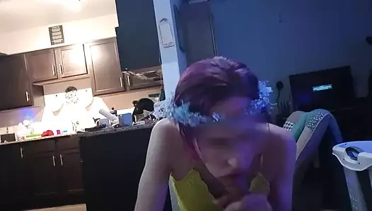 Sexy Cyber Elf gives amazing blowjob, gets fucked & dominated hard by big cock, and creampied (close up, POV)