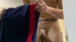 Horny in the gym locker room for handsome dicks