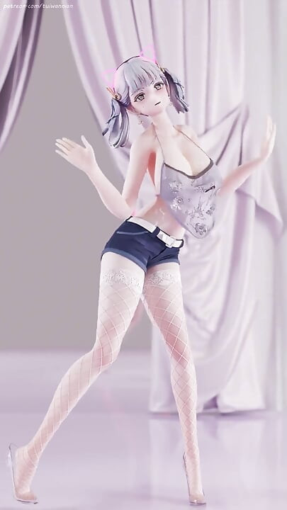 [mmd] 鸣潮 今汐aoa - Heart Cropped Shorts; Belly Top; Striptease