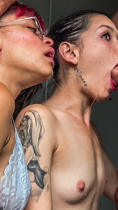 Face Fuck Tour - HUGE DICK Threesome Throat Pie For Petite Latinas | Clip 2