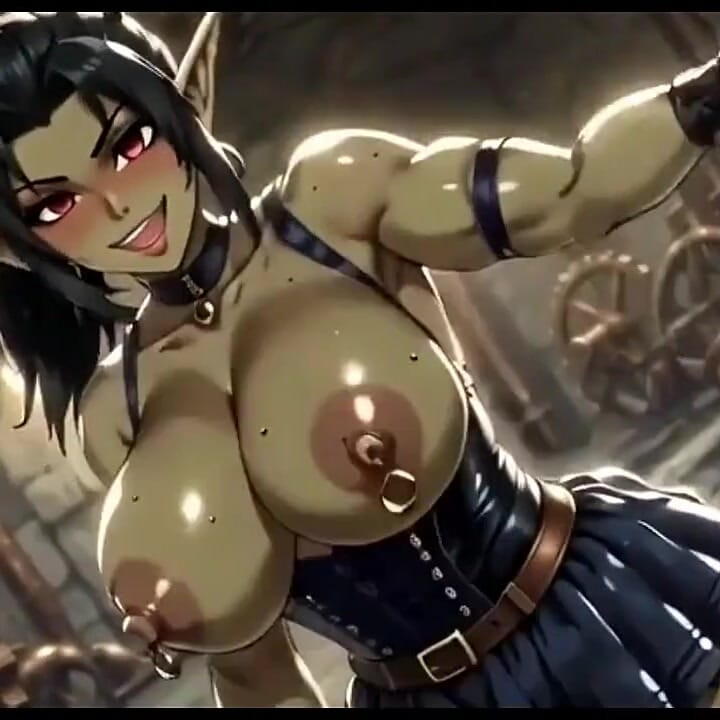 Hermosa orc rebotando tetas, animación Ai