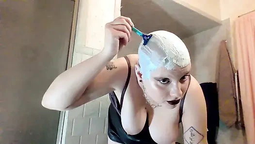 Browless Buzzcut Bitch Goes Totally Bald and Cums Hard