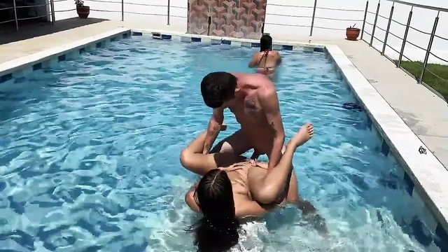 My husband cheats on me with my stepsister and they fuck in the pool when I'm distracted