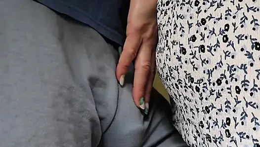 Prohibited touch on the train!  Stranger Crossed the Line. He touched her ass with his Dick and CUMS Hard inside her underwear