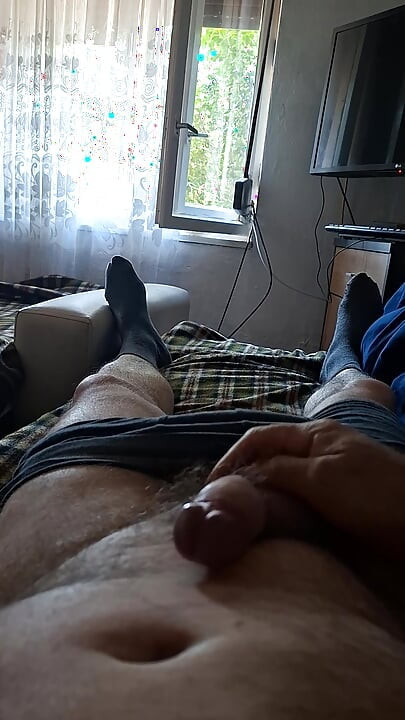 Cum on bed.