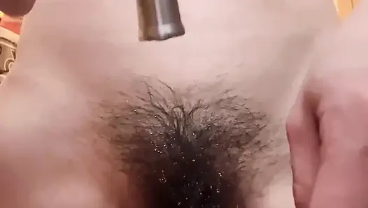 Pee Great Time Then Clean Hairy Pussy by Tap Water