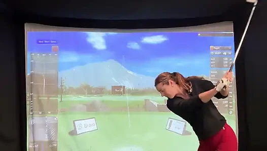 Trying to Golf in a Simulator with My Lush in! Trying Not to Cum While I Swing!