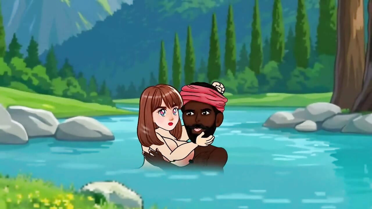 22-year-old Sabina fucked a big cock in the village man in the pond and dropped the water of the penis. Black thick cock.