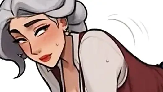 Секретарша Waifu в видео от первого лица - горячая бабуля с белыми волосами и брюнетка в офисе соблазняет крупным планом