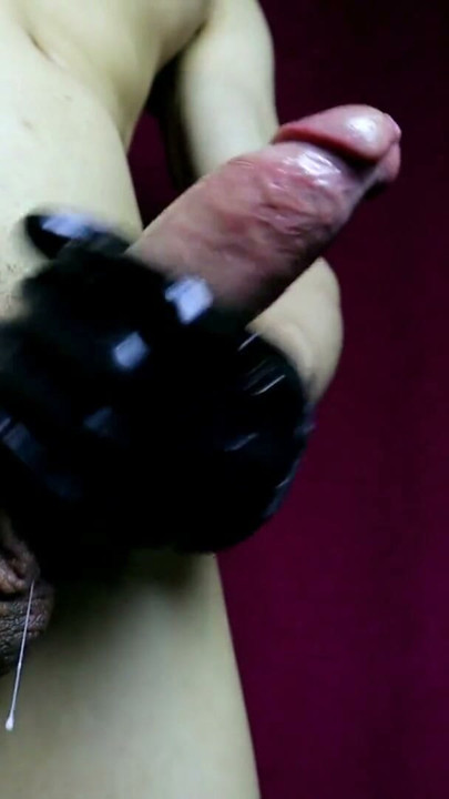 Very hard cock massage with gloves and huge massive cumshot | Clip 1