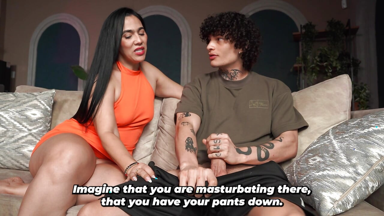 Big-bootied stepmother catches stepson masturbating and decides how to help him