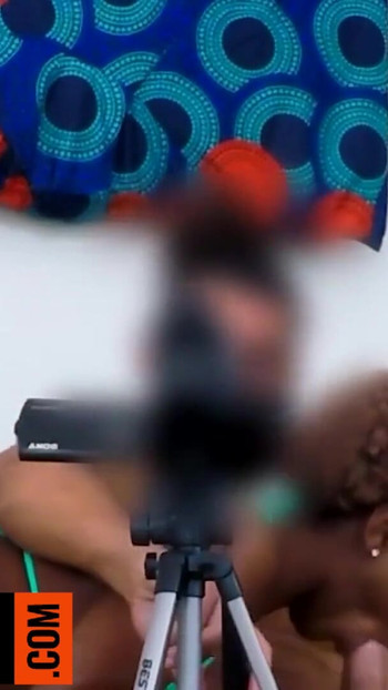 Thrilling moment from "Huge Natural Tits 18yo Black Slut Deep Throats Big White Cock POV Close-Up"
