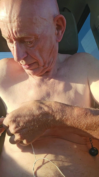 Key moment from "nipple torture with spiked clamps and tens unit"