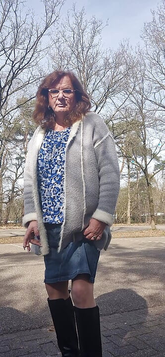 Enjoying a cigarette outside