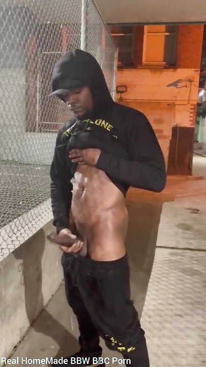 Outdoor Cumshot Stroking My Big Black Cock