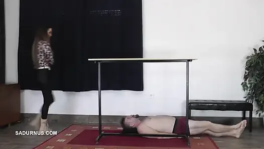 Mistress Tatjana Stomps on Slave's Head Hard