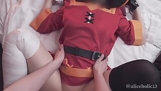 KonoSuba Megumin cosplay: video di ecchi hentai eccitato NTR.