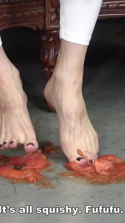 Japanese Mistress Mean Food Crush and Feet Licking | Clip 1