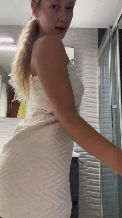 19 years old petite blonde rides my cock in the shower