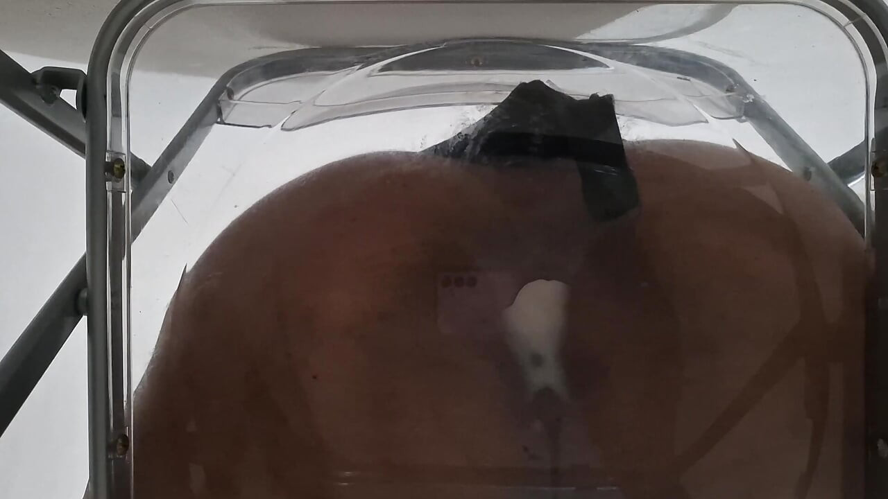POV: Dirty Talk Fat Ass Trans Raven Facesitting and Anal Creampie after Riding Dildo through Transparent Chair