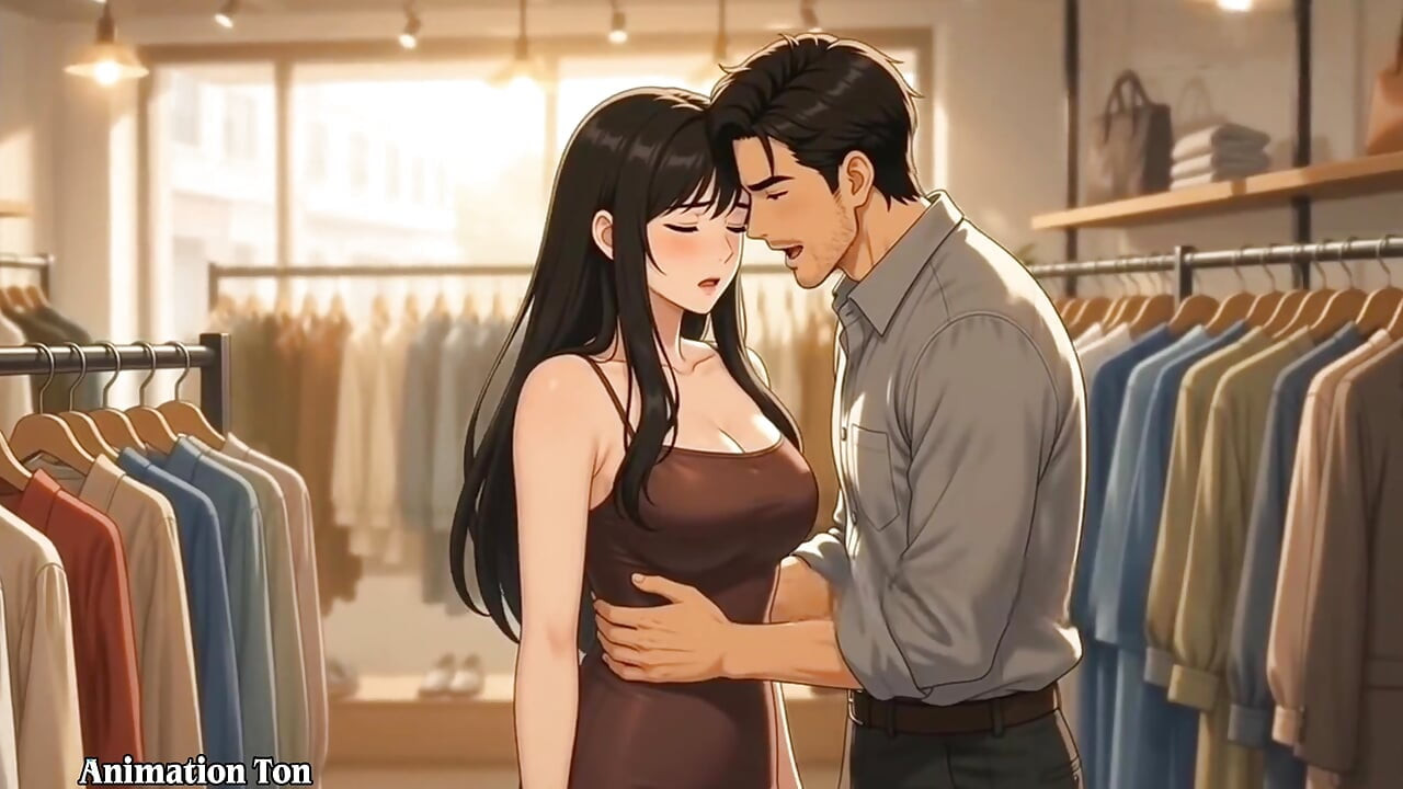 "A warm meeting between the owner and the new salesgirl in the shop"