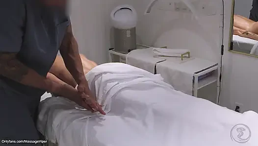 Real Massage Therapist Gets Sucked and Fucked by Fit Blonde Client