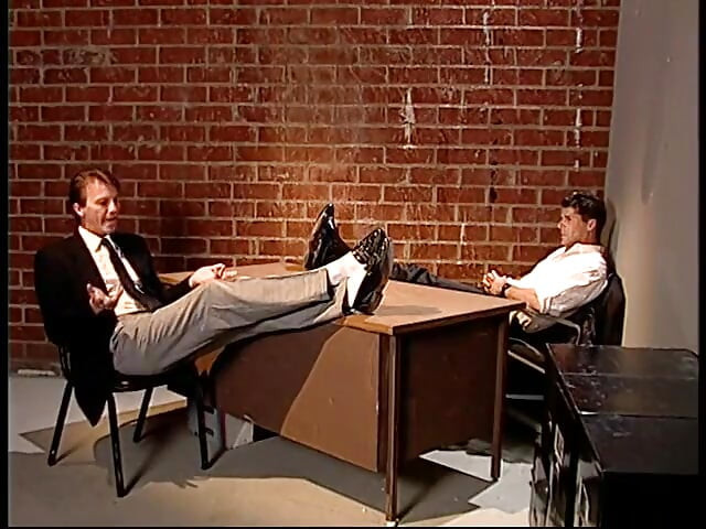 Natural tits redhead whore seduces guys on the office table