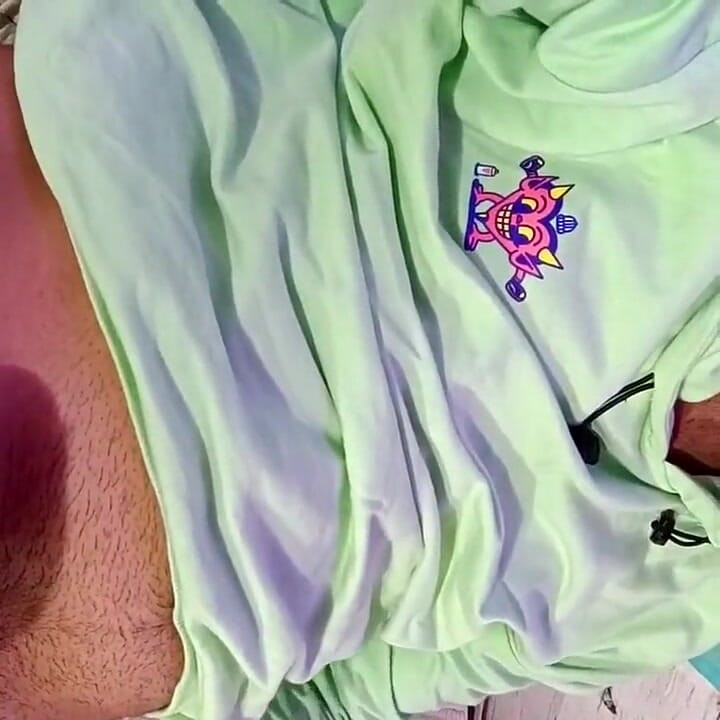 Jerking my big uncut cock until I cum a nice one