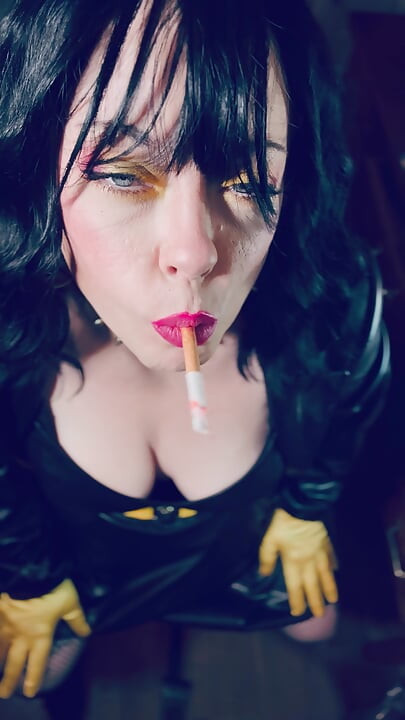 Your Leather Clad Mistress Tina Snua Smokes One Cork 100 Cigarette In Satin Gloves - Listen To The Squeak Of My Leather!