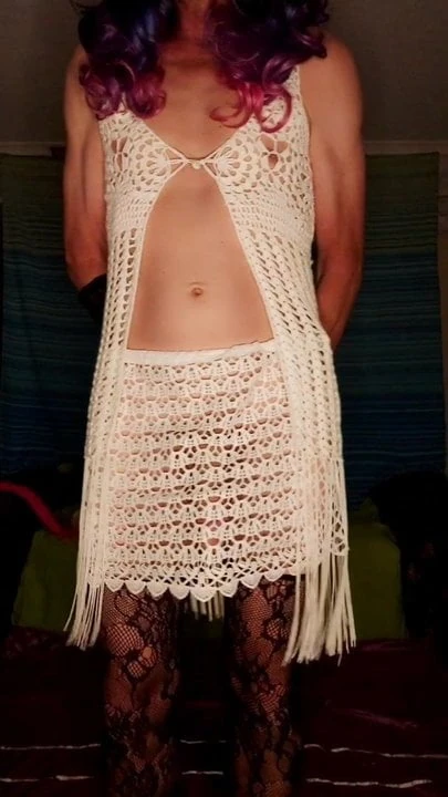 White skirt and flower pantys