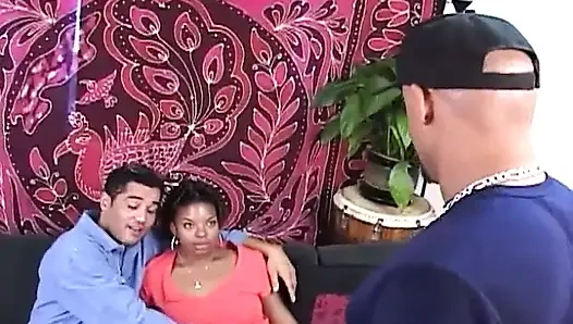 Black and White Interracial Threesome for a Ebony Pussy