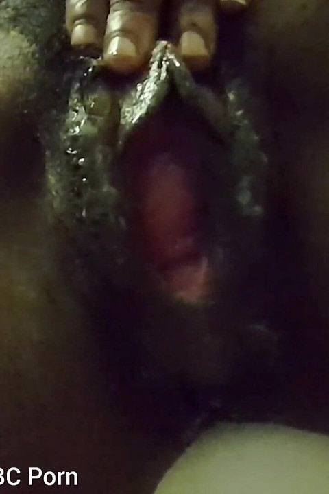 Rubbing Spreading My Big Black Wet Dripping Pussy
