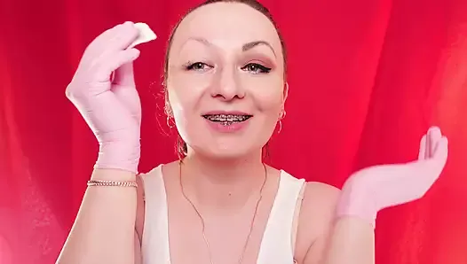 ASMR: face fetish, removing make-up & nitrile medical gloves - Arya Grander