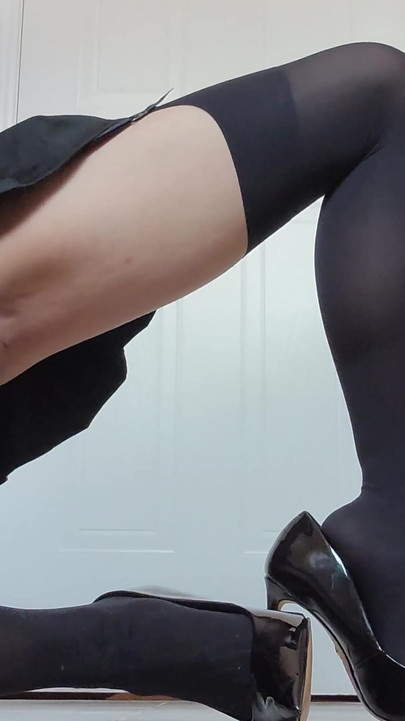 Stunning moment from "Crossdressing Secretary Takes a Bathroom Break"