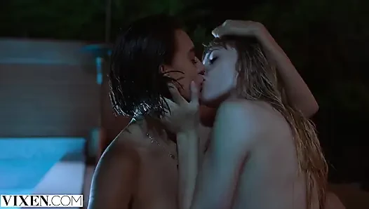 VIXEN - Janice Griffith and ivy wolfe sneak into backyard for nighttime pool fun