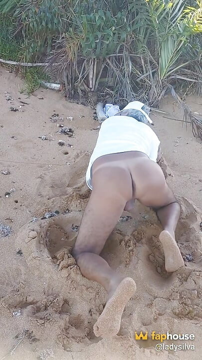 Naked Ladysilva on the Beach Showing off Her Sexy Tanned Ass
