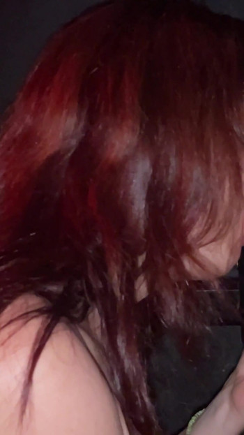 Key moment from "Wife sucking and fucking bareback at the gloryhole with hubby and strangers"