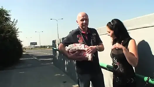 Hot brunette hardly fucked outdoor like a slut