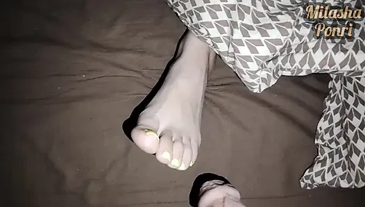 Secret footjob! Lots of cum and hot cumshot