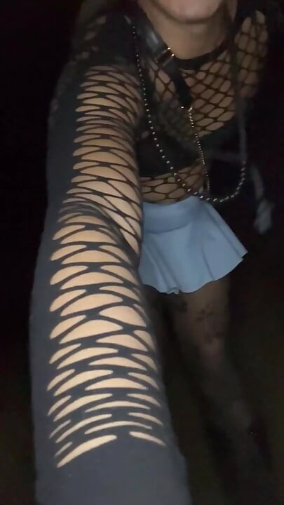 Pissing Tranny on Night Walk