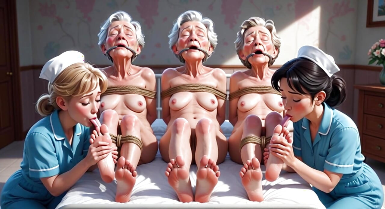 Nurses Lick Elderly Feet in Asylum - Grannies Having Intense Orgasms