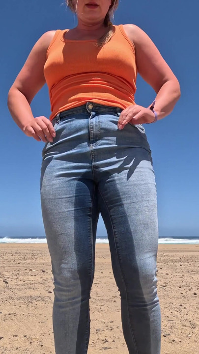 Beach Jeans Wetting - Another Sandy Soaking