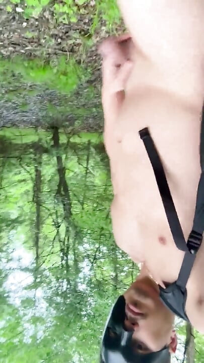 Naked Asian Muscle God Walks the Park Bare - Flexes Hard & Cums Huge