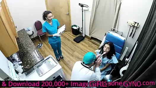 Aria Nicole dostaje roczną fizyczną od doktora Tampy i pielęgniarki Genesis w GirlsGoneGynoCom!