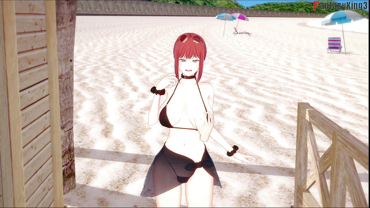 Makima sexo en POV en la playa - Chainsaw Man