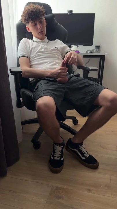 Iconic moment from "Curly twink guy jerked off after college and cum"