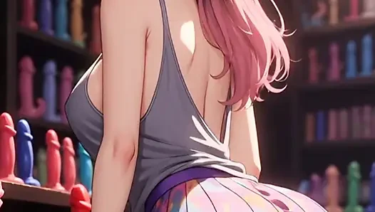 Hentai 2026! Studentin spielt in einem sexshop, arsch liebt