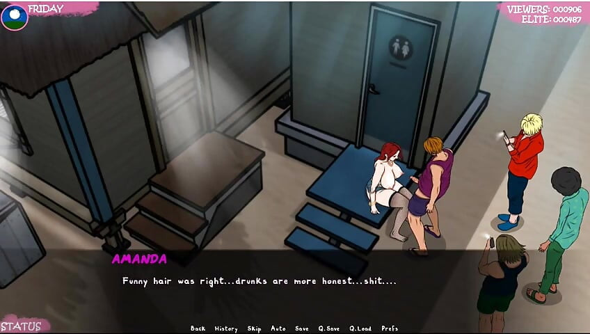 Lust Town - เกมเพลย์ - สวมบทบาท - Amanda ทํางานในบาร์และโดนเปิดโปงตัวเอง